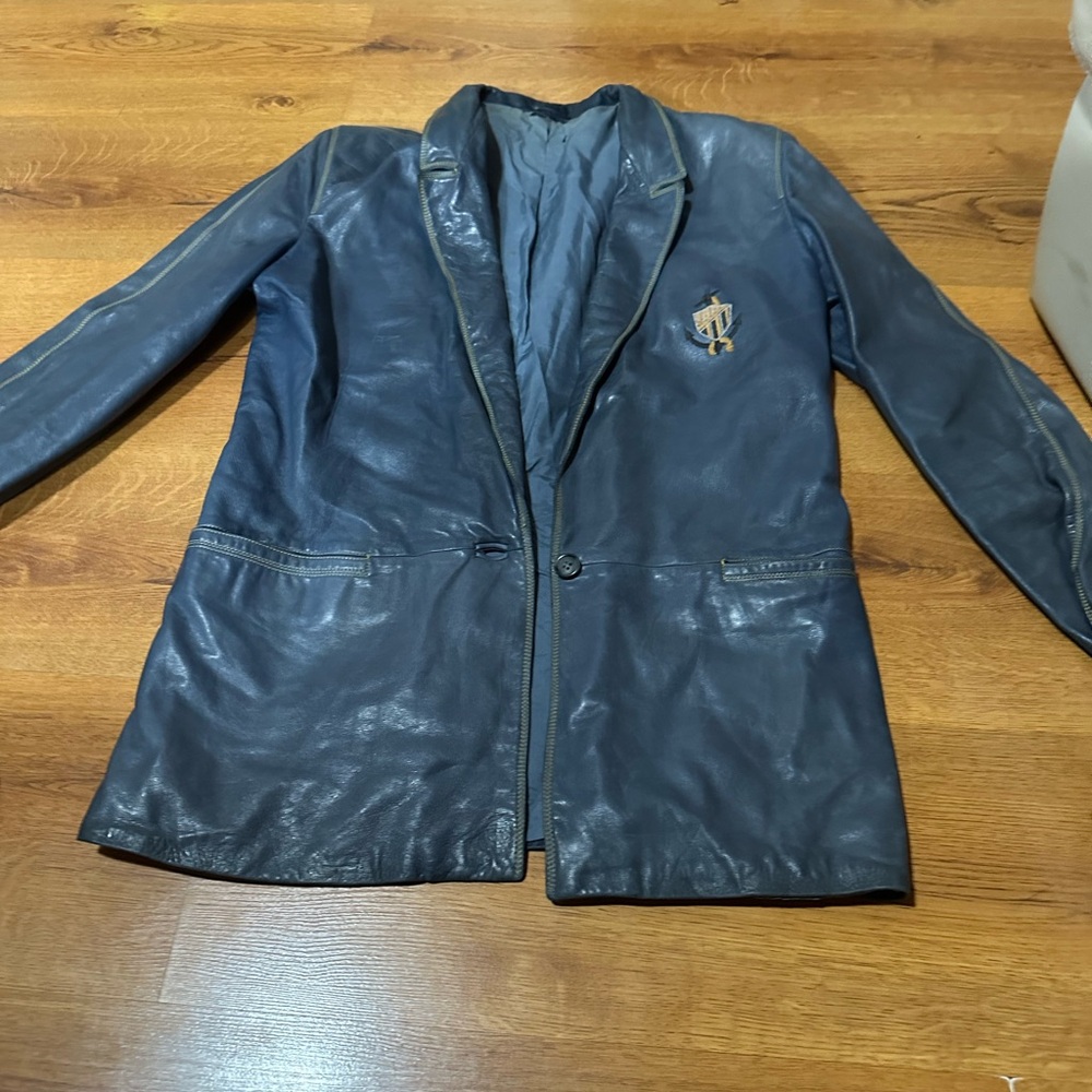 Women’s Navy Leather Jacket